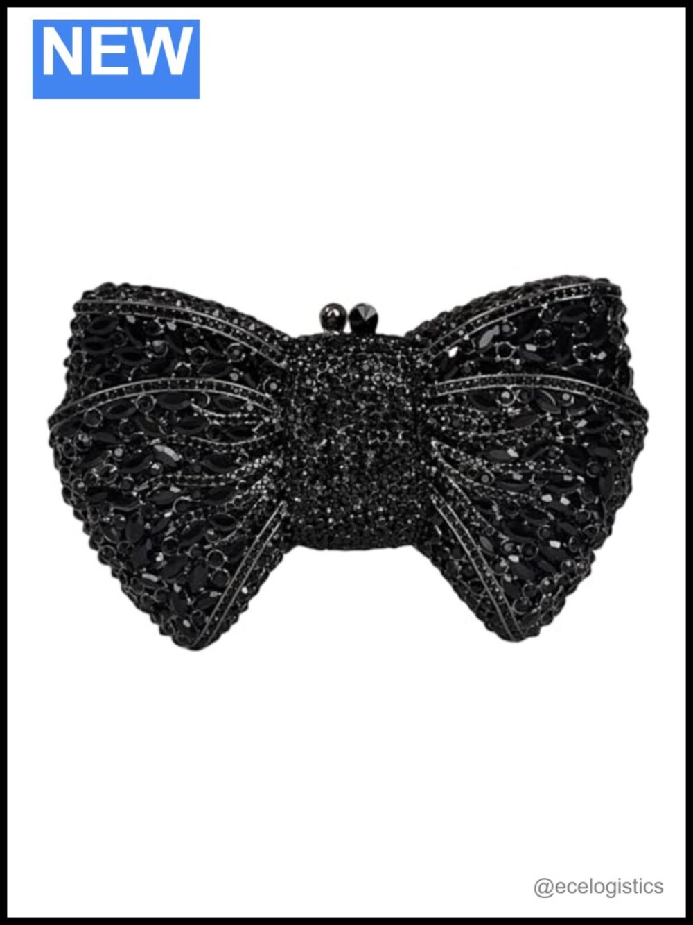 Luxury Crystal Rhinestone Bowknot Clutch Evening Bag Faux Leather
